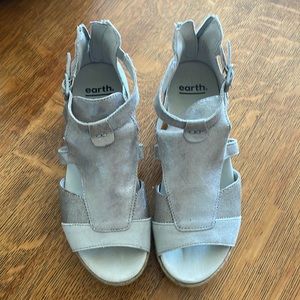 EUC Earth silver wedge sandals